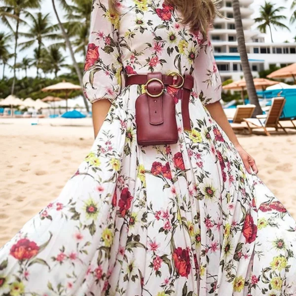 2025 New Elegant Floral Print Women's Dress, Half Sleeved Long Pants Dress, Summer Vacation Beach Dress