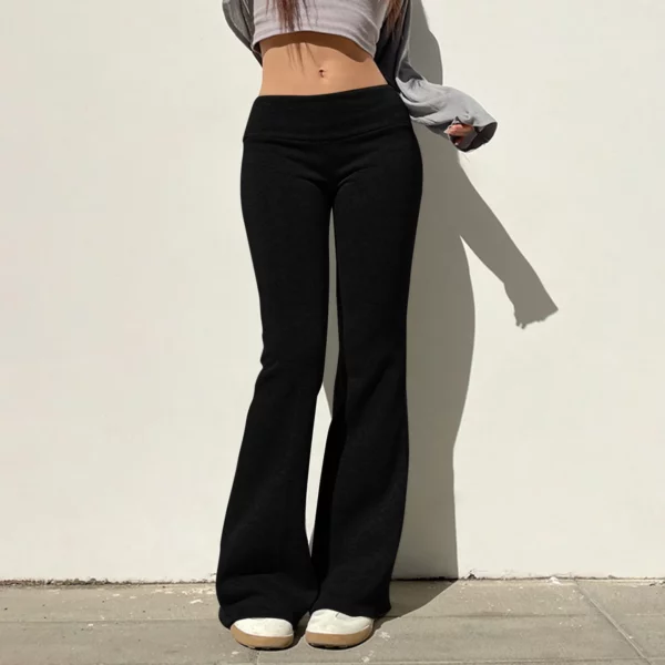Women Low Waist Solid Flare Pants Slim Fit Full Length 2024 Summer Autumn Legging Streetwear Capris Trousers Female Clothes
