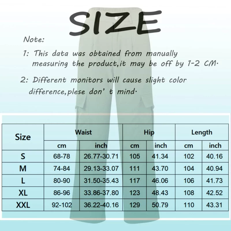 Women's Loose Cargo Pants High Waist Wide Leg Solid Color Full Length Trousers with Pockets Casual All Seasons Long Pants - Image 6