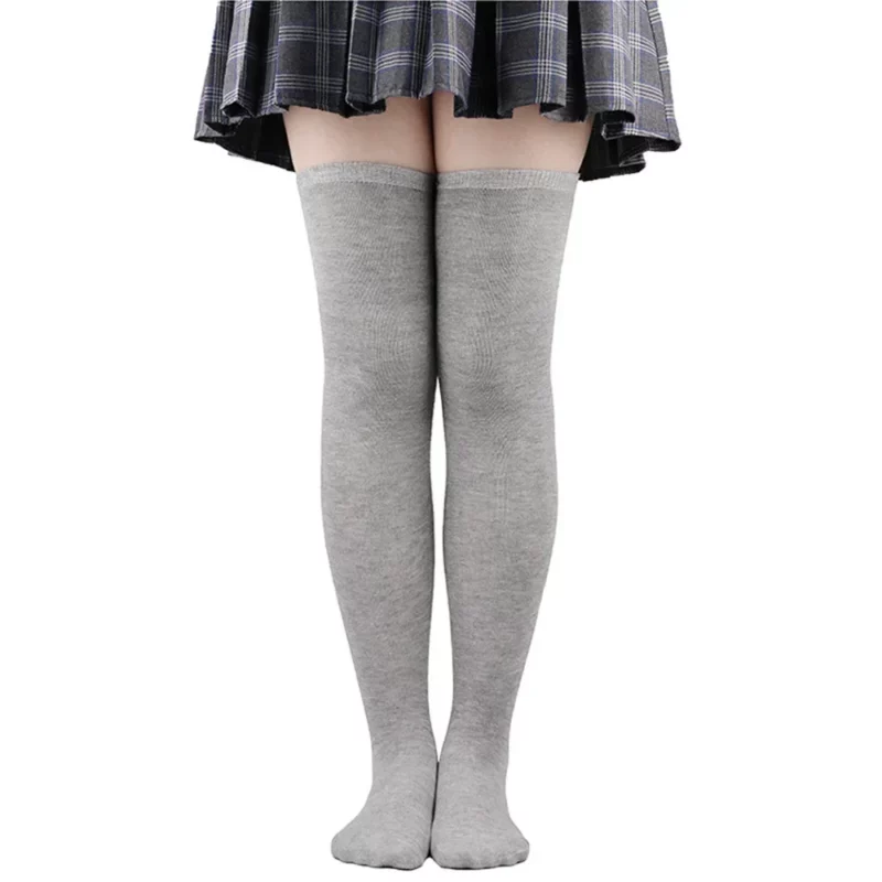 Girls Long Tube Socks Black White Solid Color Long Socks Women Sexy Over Knee Thigh High Socks Over The Knee Stockings Hosiery - Image 4