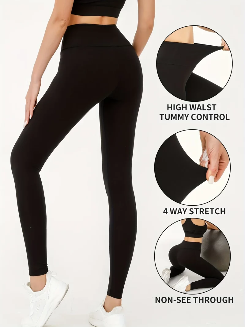 Super Soft Leggings For Women, High Waisted Tummy Control No See Through Workout Yoga Running Tights, Women's Activewear - Image 8