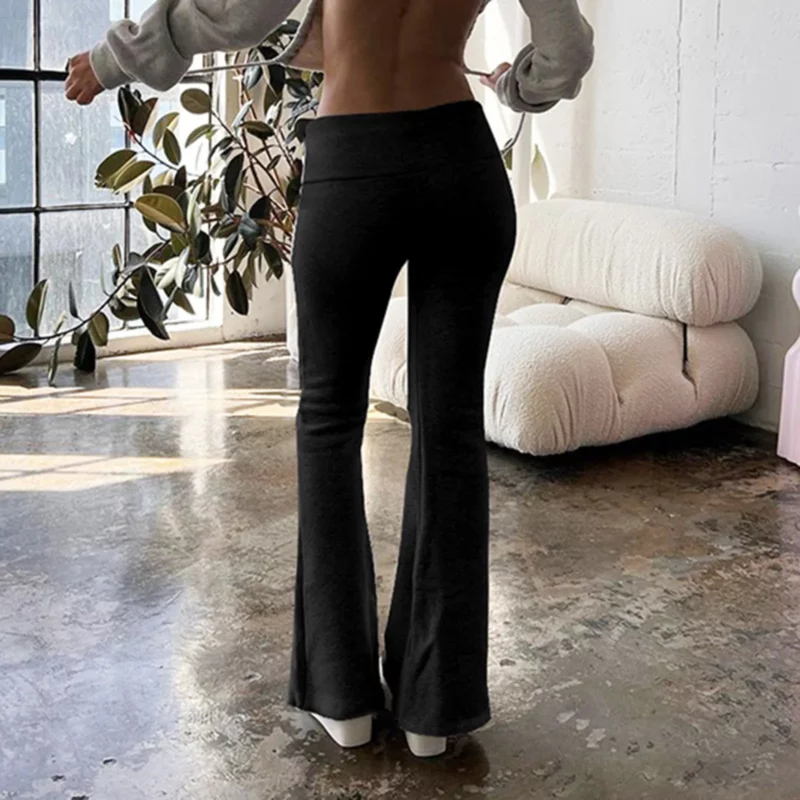 Women Low Waist Solid Flare Pants Slim Fit Full Length 2024 Summer Autumn Legging Streetwear Capris Trousers Female Clothes - Image 3