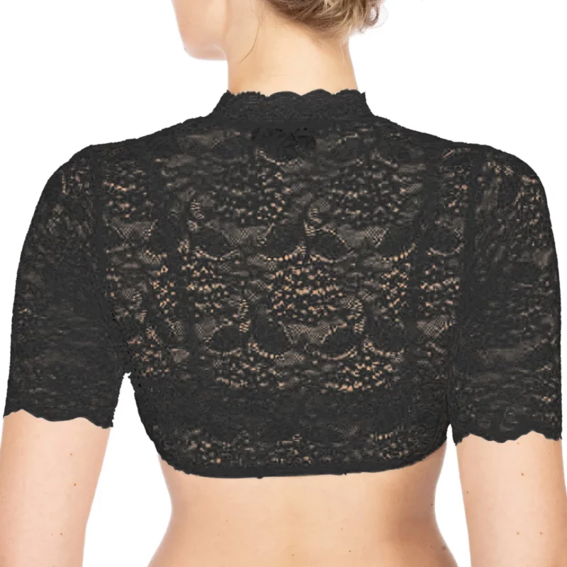 Plus Size Women Elegant Lace Dirndl Blouse For Oktoberfest Tops And Blouses Solid Drawstring Crop Top Blusa Mujer Moda 2024 - Image 2