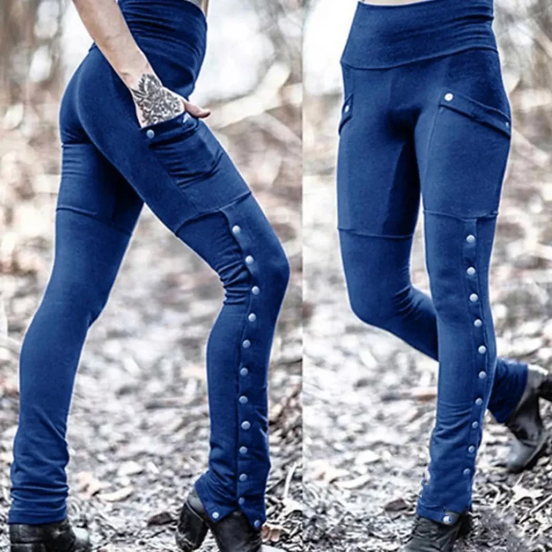 Black Pencil Pants For Women Medieval Gothic Steampunk Rivet Skinny Leggings Trousers Sexy Fashion High Waisted Denim Pants - Image 3