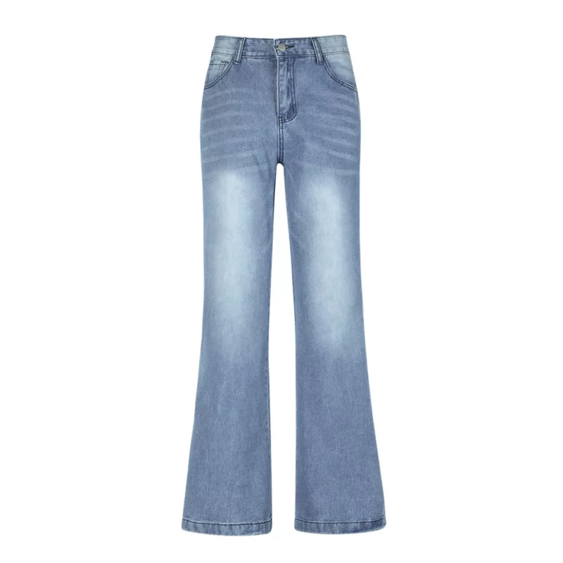 Retro Washed Jeans Women High Waist Wide Leg Denim Pants Solid Color Blue Baggy Jeans Streetwear Y2k Trousers - Image 5