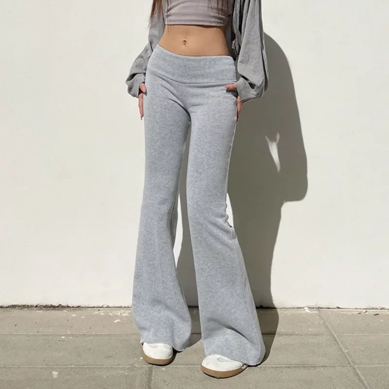 Women Low Waist Solid Flare Pants Slim Fit Full Length 2024 Summer Autumn Legging Streetwear Capris Trousers Female Clothes - Image 4